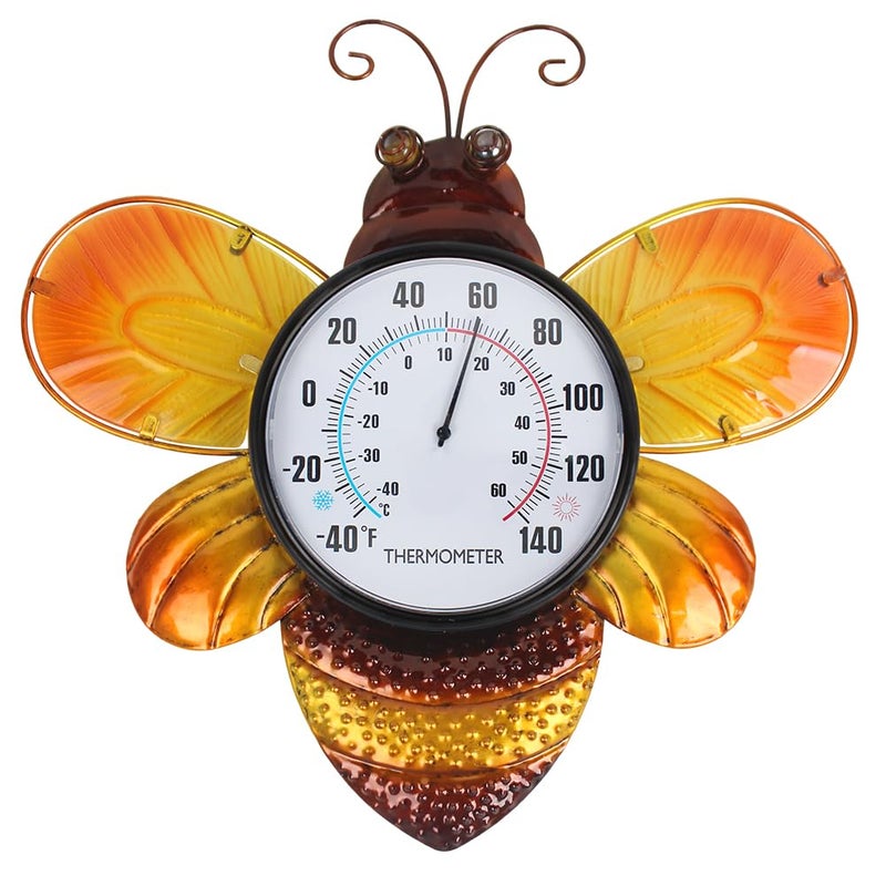 HOBYLUBY Indoor Outdoor Thermometer, Bee Wall-Mounted Thermometer Waterproof for Patio Garden Yard & Living Room, No Battery Needed - Image 1